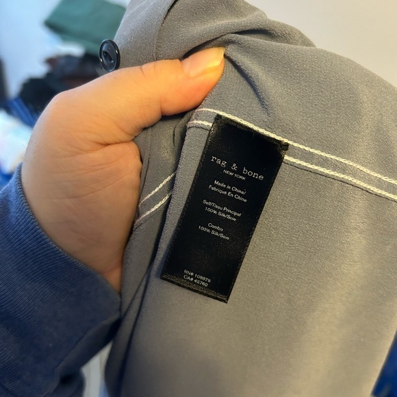 RAG & BONE BLUE GRAY SILK MASON SHIRT - Picture 5 of 6